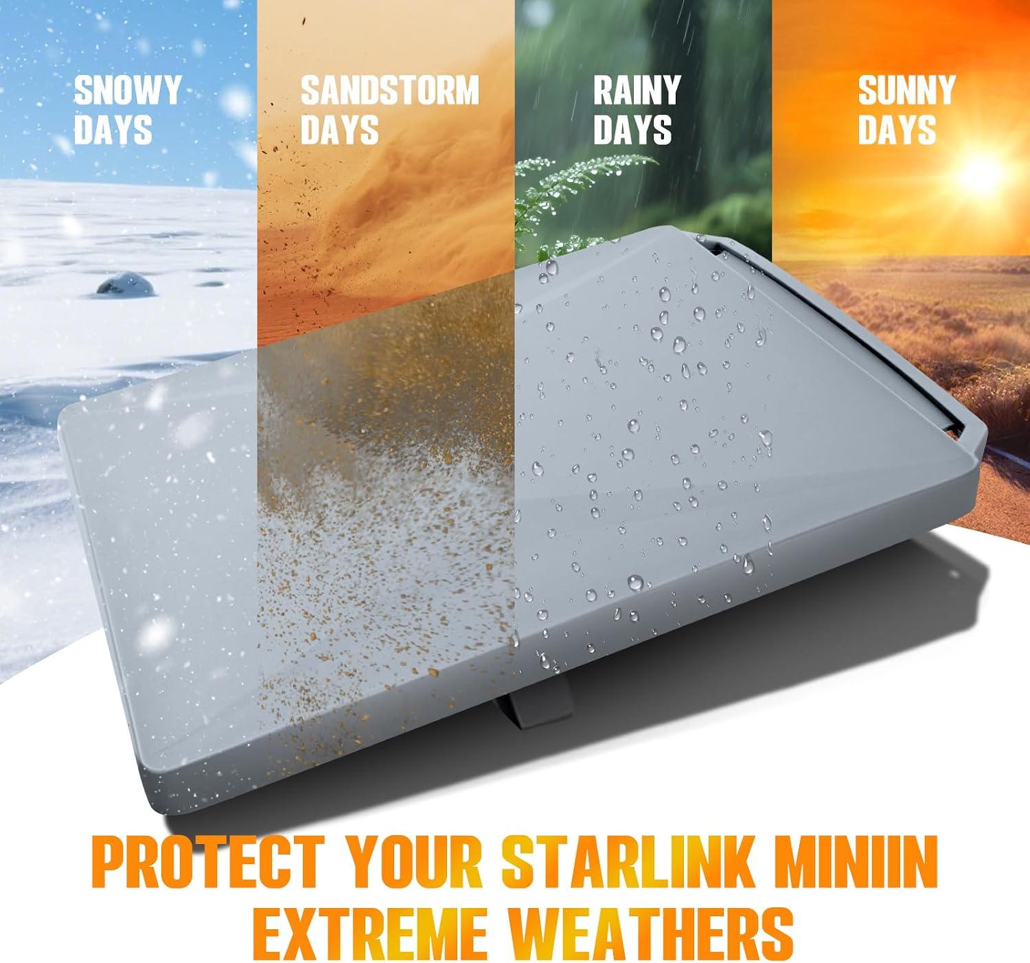 Starlink Mini Protective Cover Case – Waterproof Scratch-Resistant Silicone Protector for Starlink Mini Dish & RV Use (Gray)