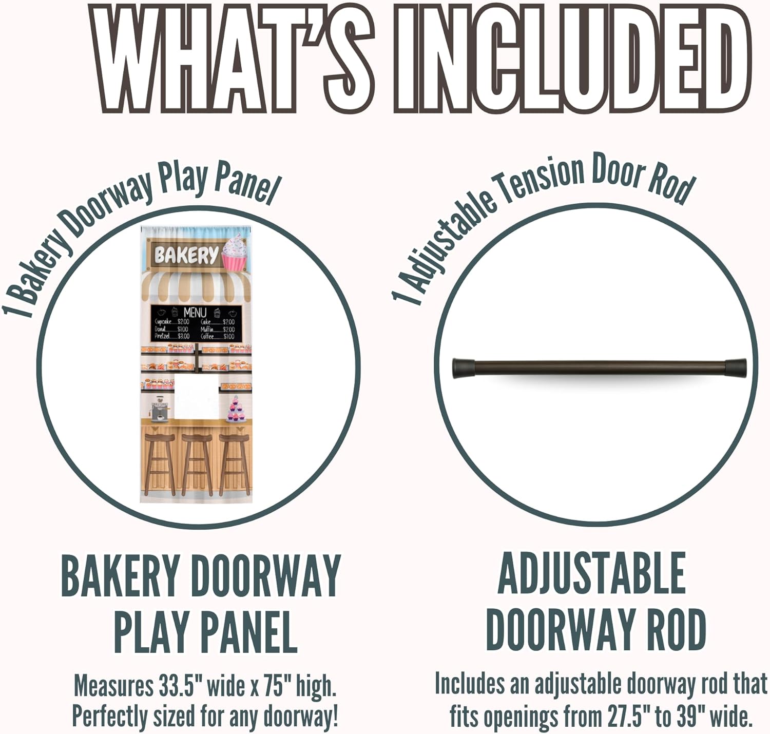 Couch Swag Tall Play Panel for Children with Adjustable Door Pole (CS-TD-Bakery)