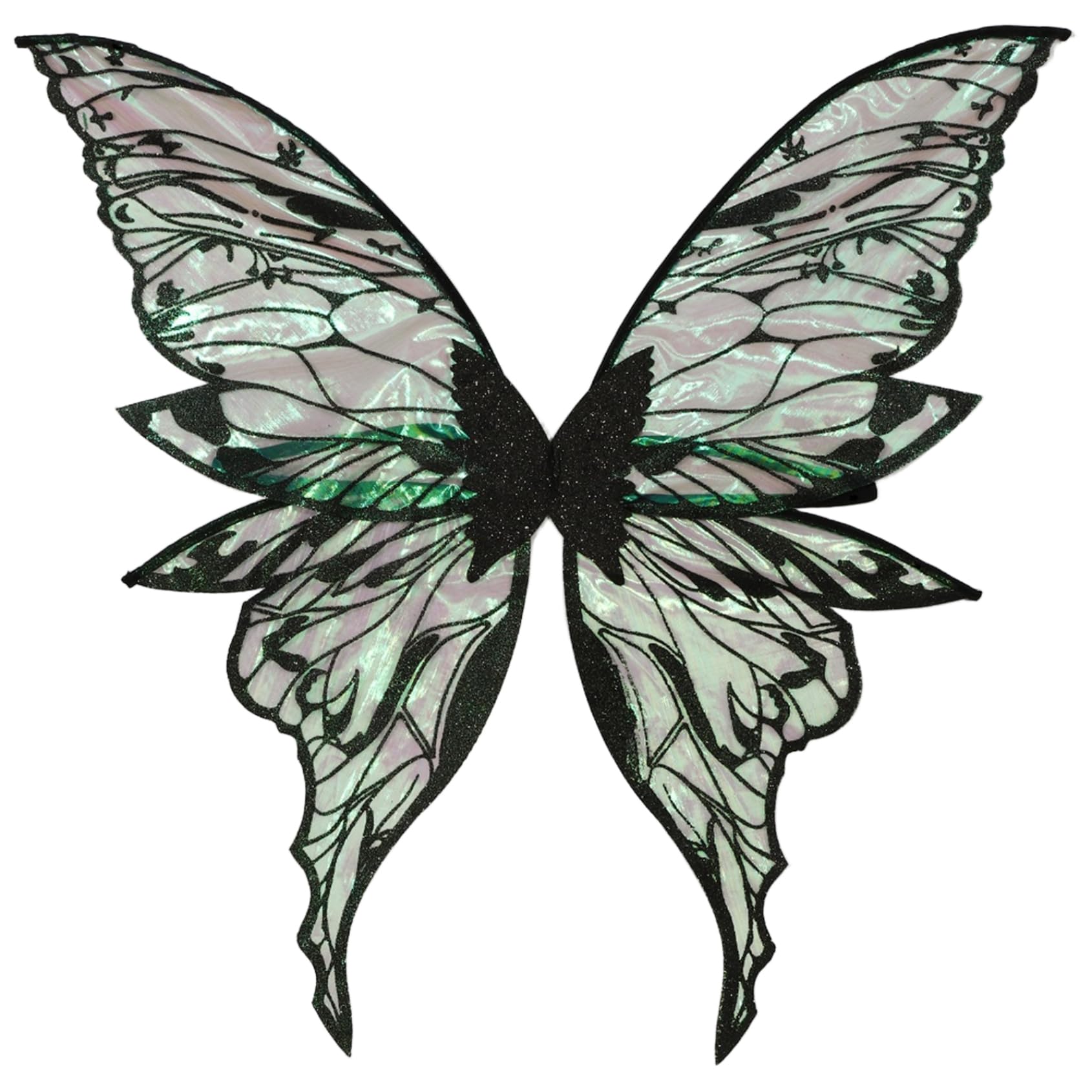 Rswnyirn Large Sparkle Butterfly Wings for Women Girls Fairy Angel Wings Elf Dress Up Accessories Black One Size