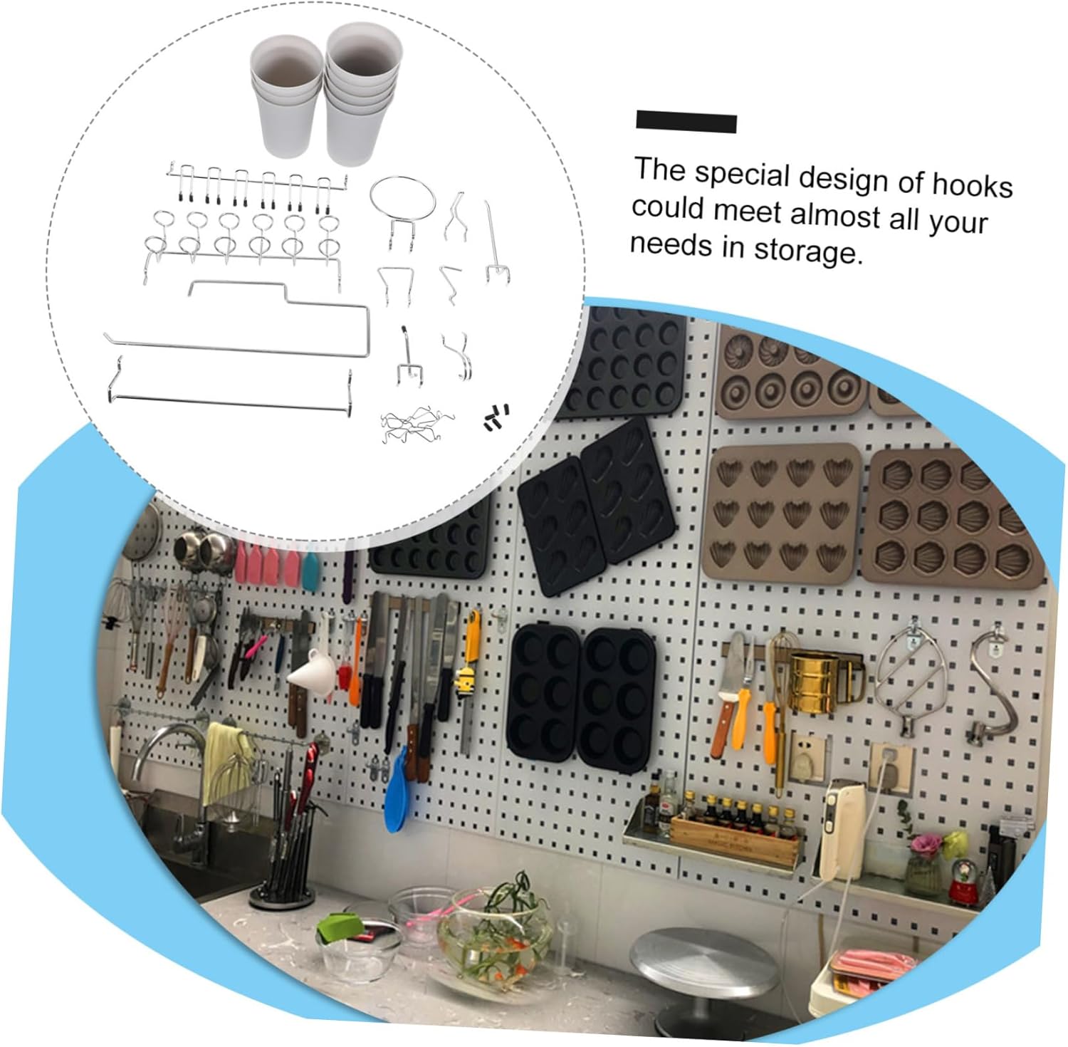 ABOOFAN 170-Piece Pegboard Hook Set Heavy-Duty Pegboard Accessories for Organizing Tools 1/8 1/4 Inch Compatible Craft Room and Garage Storage