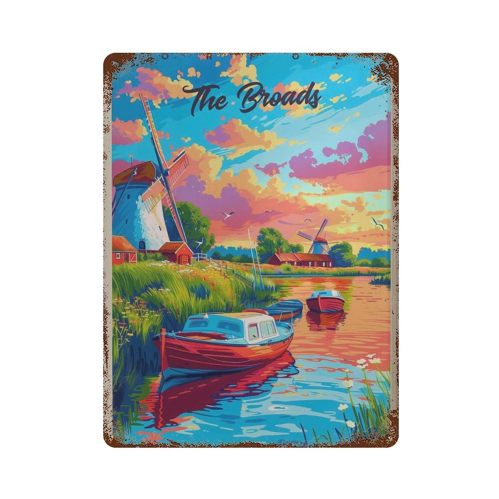 xiaoxiaoshen Norfolk Broads Travel UK Wall Decor Art Metal Tin Poster Modern Home Decor Art Home Bar Shop Decorations Vintage Sign 40x30cm