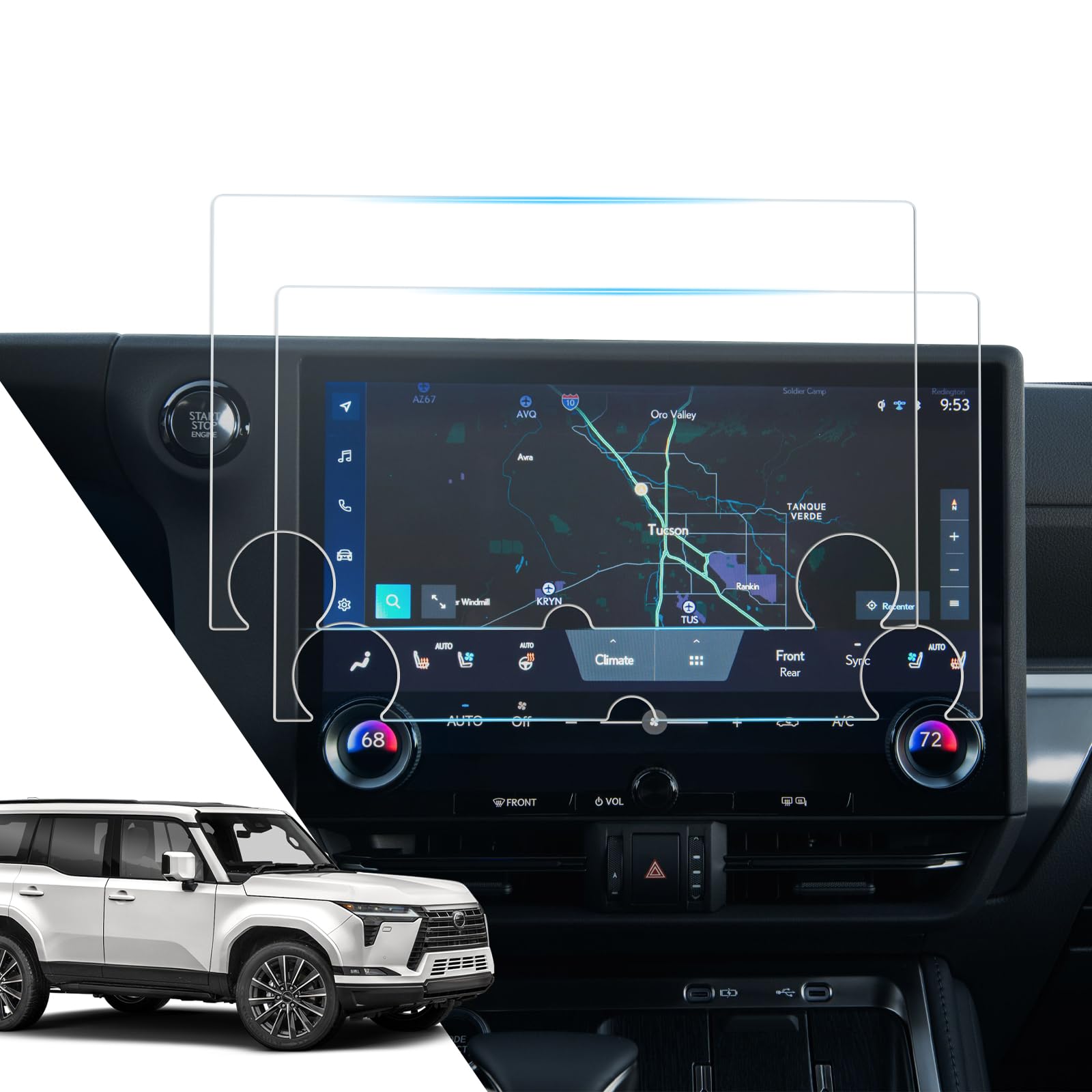 2 Pack Screen Protector For Lexus GX 550 2024 2025,14 Inch Screen Protective Film Compatible With GX550 Accessories