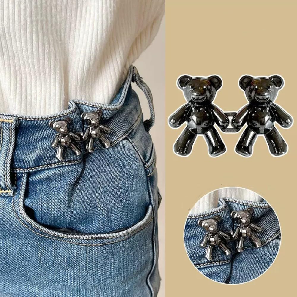YEKDA 2 Set Adjustable Waist Buckle For Loose Jeans Pants, Pearl Detachable Instant Jeans Button | Tightener Clips for Pants – No-Sew, Removable Button Extenders for Jeans, Skirts, and Denim Wear 4