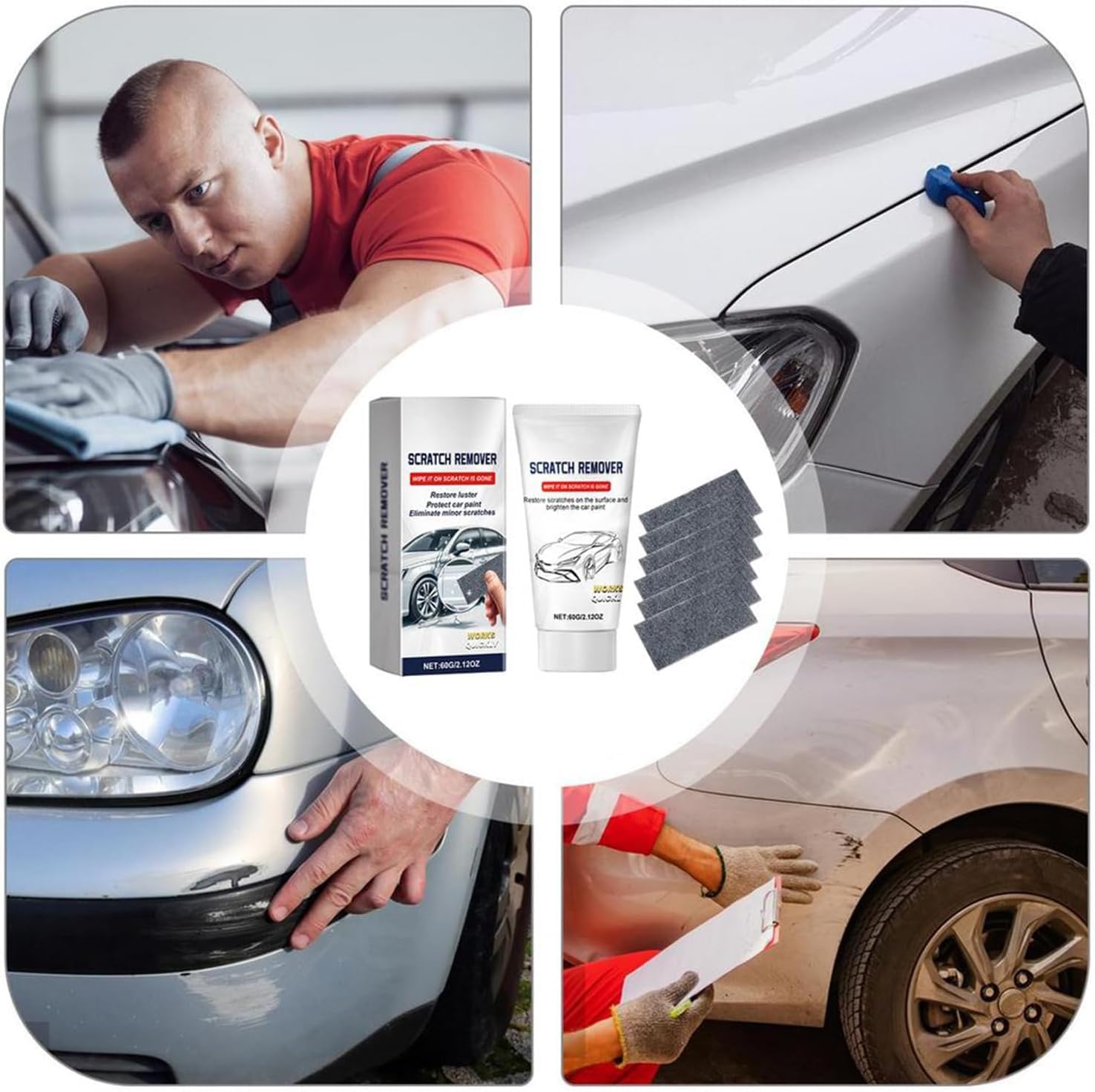 2 Pack Nano Sparkle Cloth Car Scratch Remover Paste for Vehicles, 2025 Upgrade Car Scratch Repair Kit to Erase Car Paint Scratches Water Spots Scuff Repair Polishing Wax Kit (2pcs(White)) - Image 8