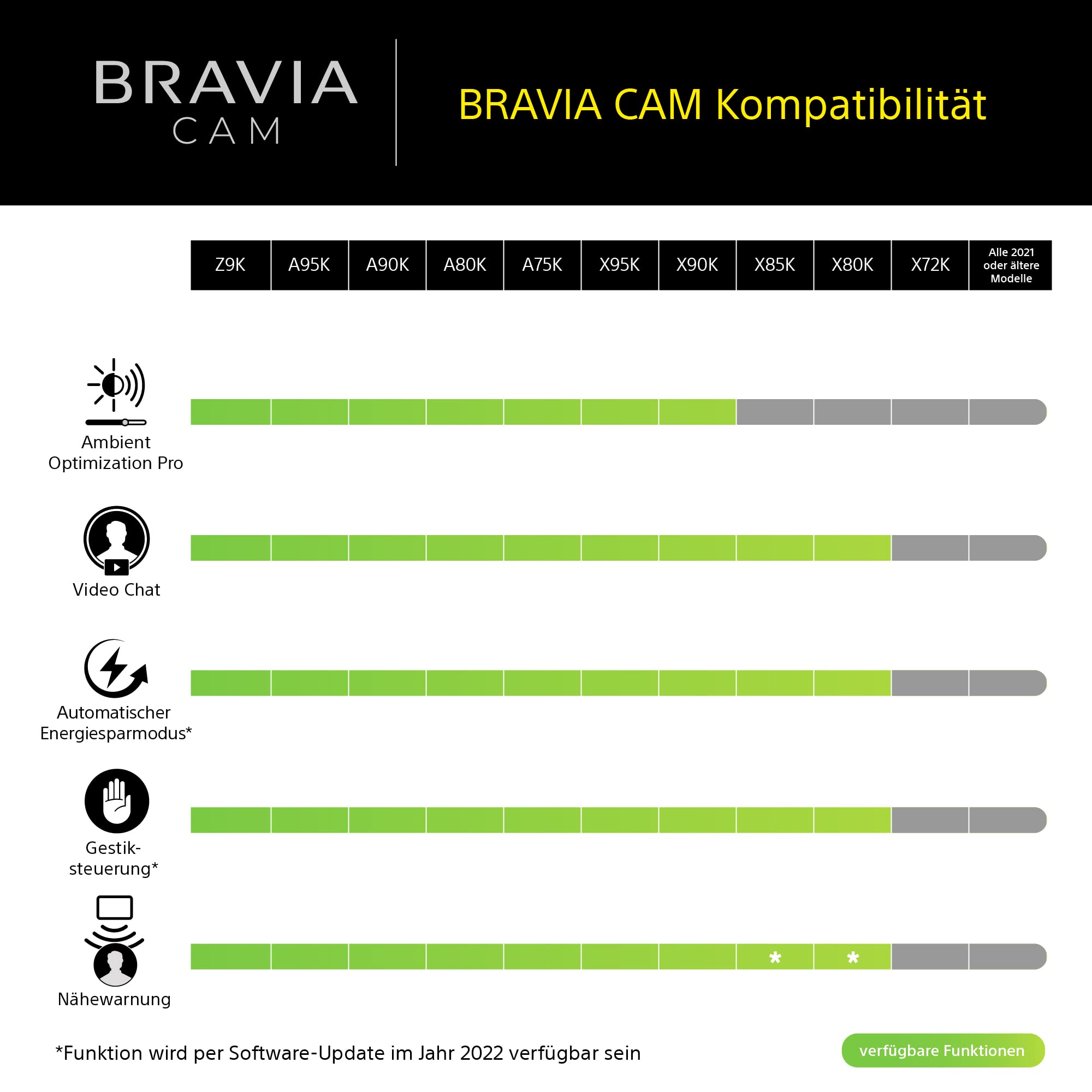Sony BRAVIA CAM CMU-BC1 - TV-Zubehör für 2022 BRAVIA XR und X1 Web Cam USB-Anschluss schwarz