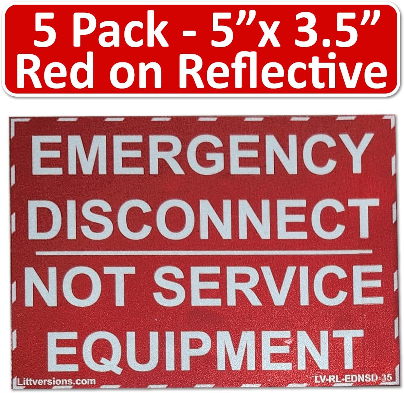 5"x 3.5" NEC Compliant Emergency Disconnect NOT Service Equipment Outdoor Laminated Labels Sticker Electrical Panel Danger Heavy Duty Vinyl Waterproof Ultra Durable