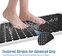 Vista 4 de Shower Mat Non-Slip Bath Mat for Tub and Shower Stall,200+ Suction Cups with Drain Holes, Quick Dry Machine Washable, Extra Grip for Stand Up