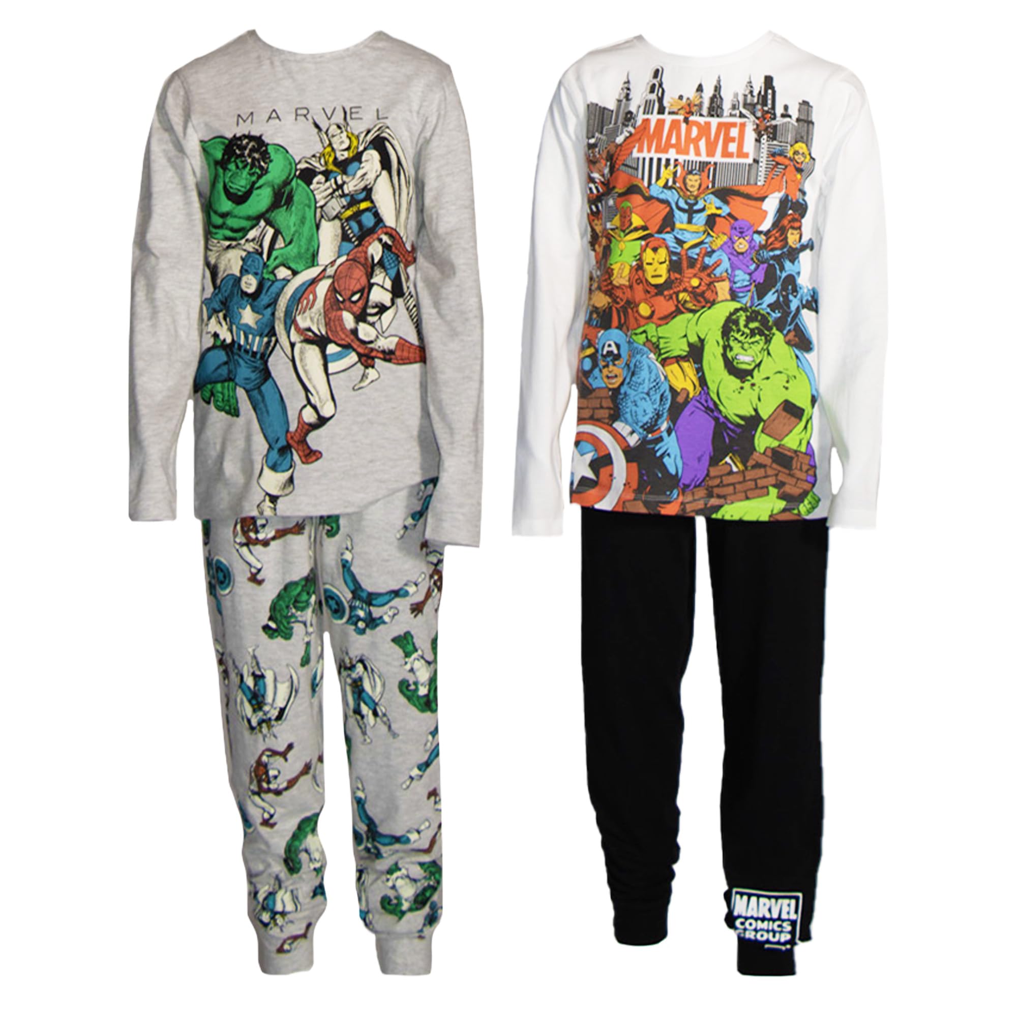 Marvel Conjunto de pijama Heroes Kids | 2 unidades de Spiderman, Miles Morales, Spidey y sus increíbles amigos y Vengadores | Ropa de dormir suave y duradera para niños y niñas | Tallas 5-14 años