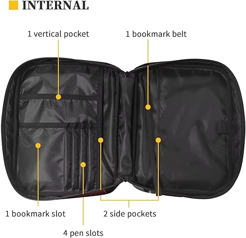 Miniatura 4 de chaqlin Durable Bible Covers Medium Bible Case Bible Carrier Church Handbags with Pen Slots Red Classic Floral Butterfly Printing