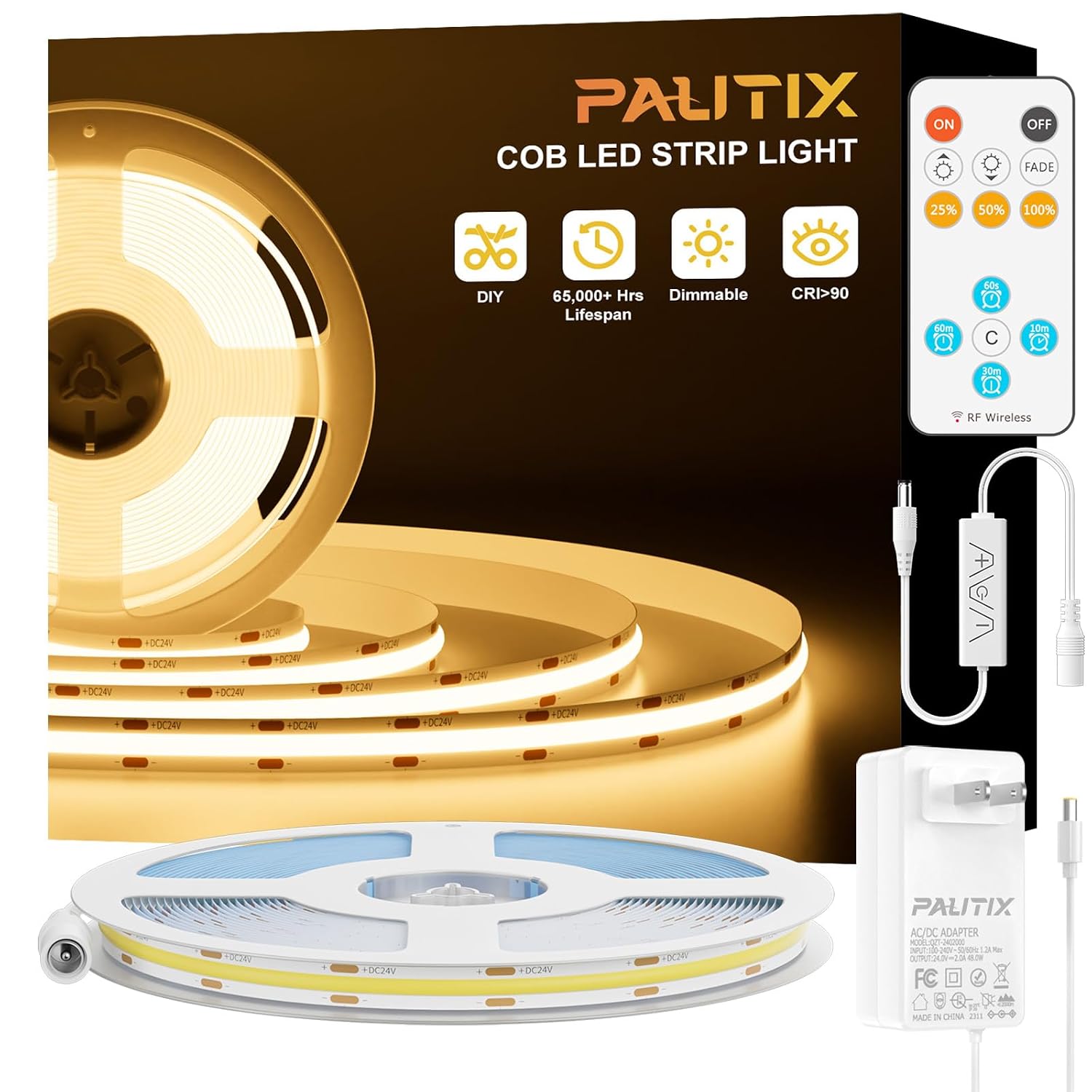 PAUTIX 32.8ft COB LED Strip Light, UL Listed Engineering Level Warm White 2700K, CRI93+ Super Bright High Lumen,Dimmable 2... - Review, Price and Buying Guide