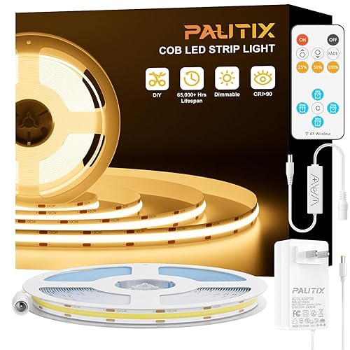 PAUTIX COB LED Strip Light,LED Lights 16.4ft,UL Listed Warm White