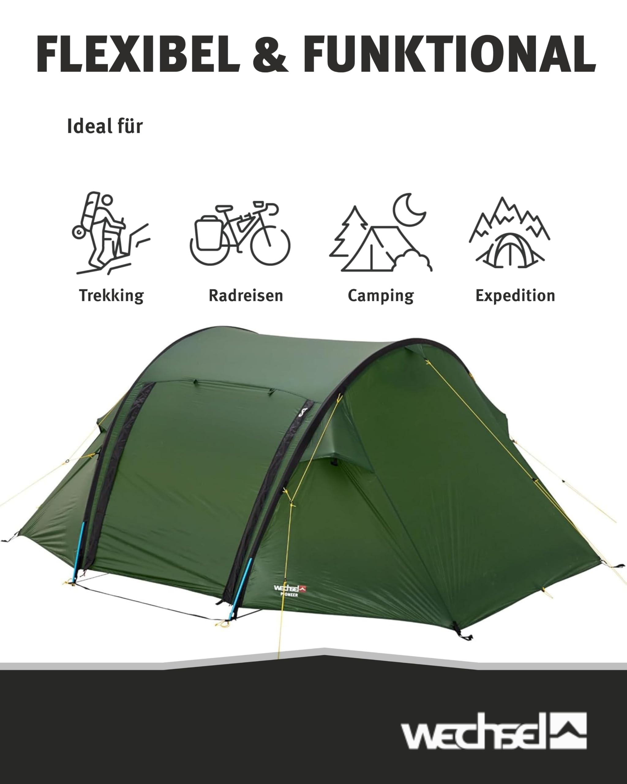 Wechsel Pioneer I Zero-G Trekkingzelt für 2 Personen I schnell aufbaubares Leichtgewichtszelt I kompakt & transportabel I ideales Outdoor-Zelt für Camping, Wandern & Radreisen