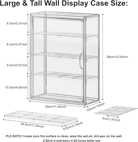 Miniatura 6 de Vitrina de acrílico transparente para figuras, coleccionables, para montar en la pared, estuche, con estantes, estante de exhibición para figuras de