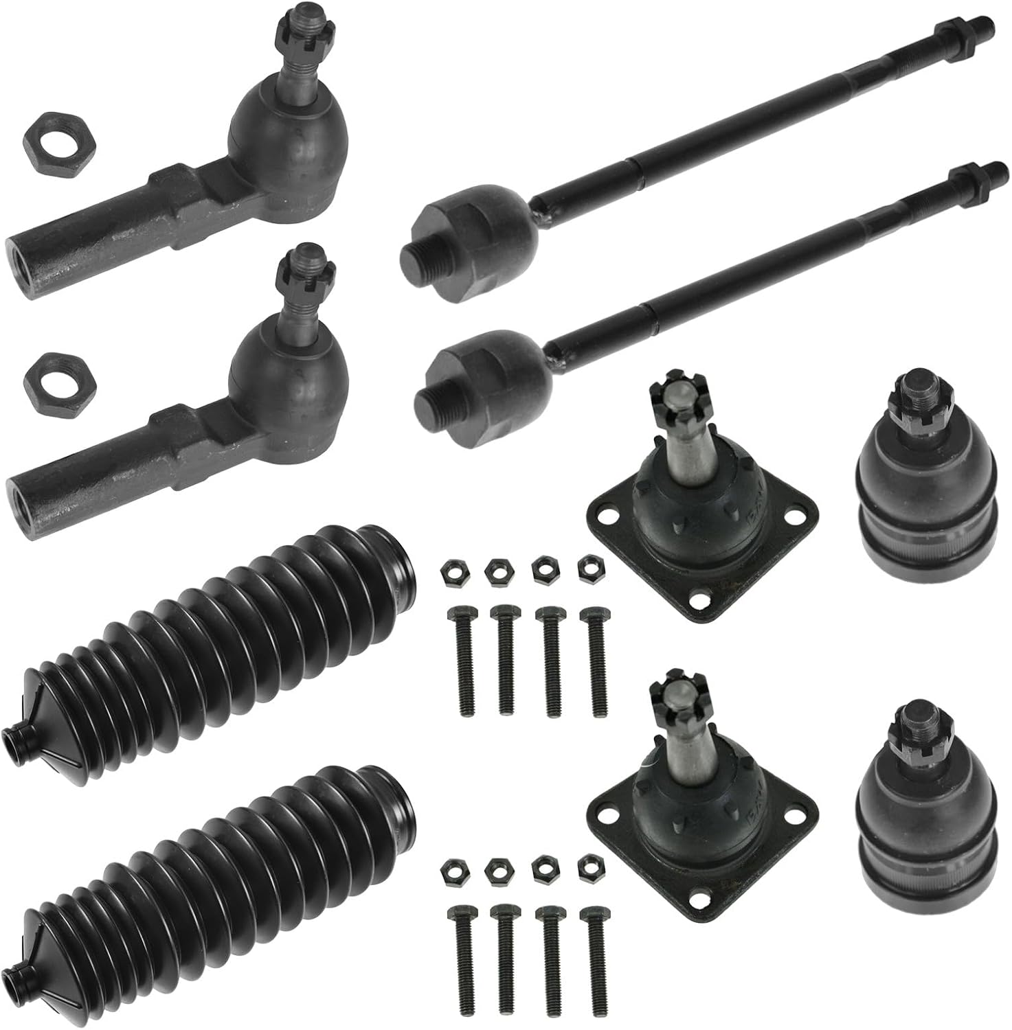 TRQ Front Steering & Suspension Kit Ball Joint Steering Rack & Pinion Bellow Tie Rod Compatible with 1993-2002 Chevrolet Camaro Pontiac Firebird