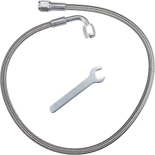 X AUTOHAUX 4AN Turbo Oil Feed Line 24" Turbo Feed Line Length Stainless Steel Braided AN4 90 Degree Straight Hose End Remote Turbocharger Oil Drain Return Line
