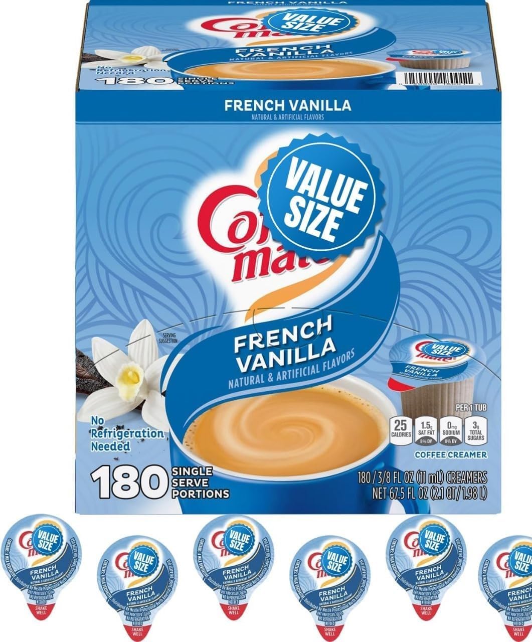 coffee creamer Delight French Vanilla, Coffee Creamer Singles, 180 Creamer Singles Included Great for Offices, Restaurants, Coffee, Bar, Gift and Homes. Pogalight