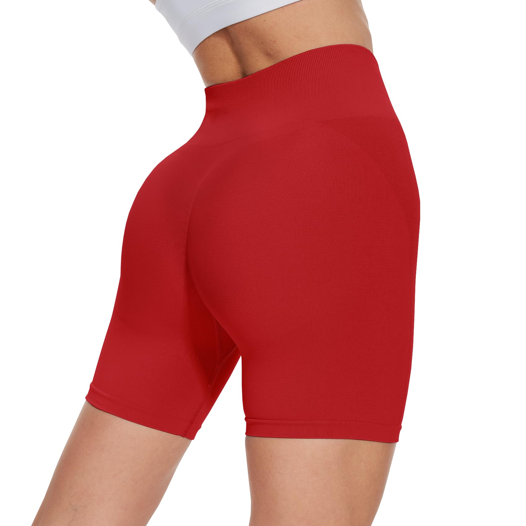 CAMPSNAIL Workout Biker Shorts Women - 3"/5"/8" High Waisted Tummy Control Spandex Booty Volleyball Shorts for Yoga Dance Red
