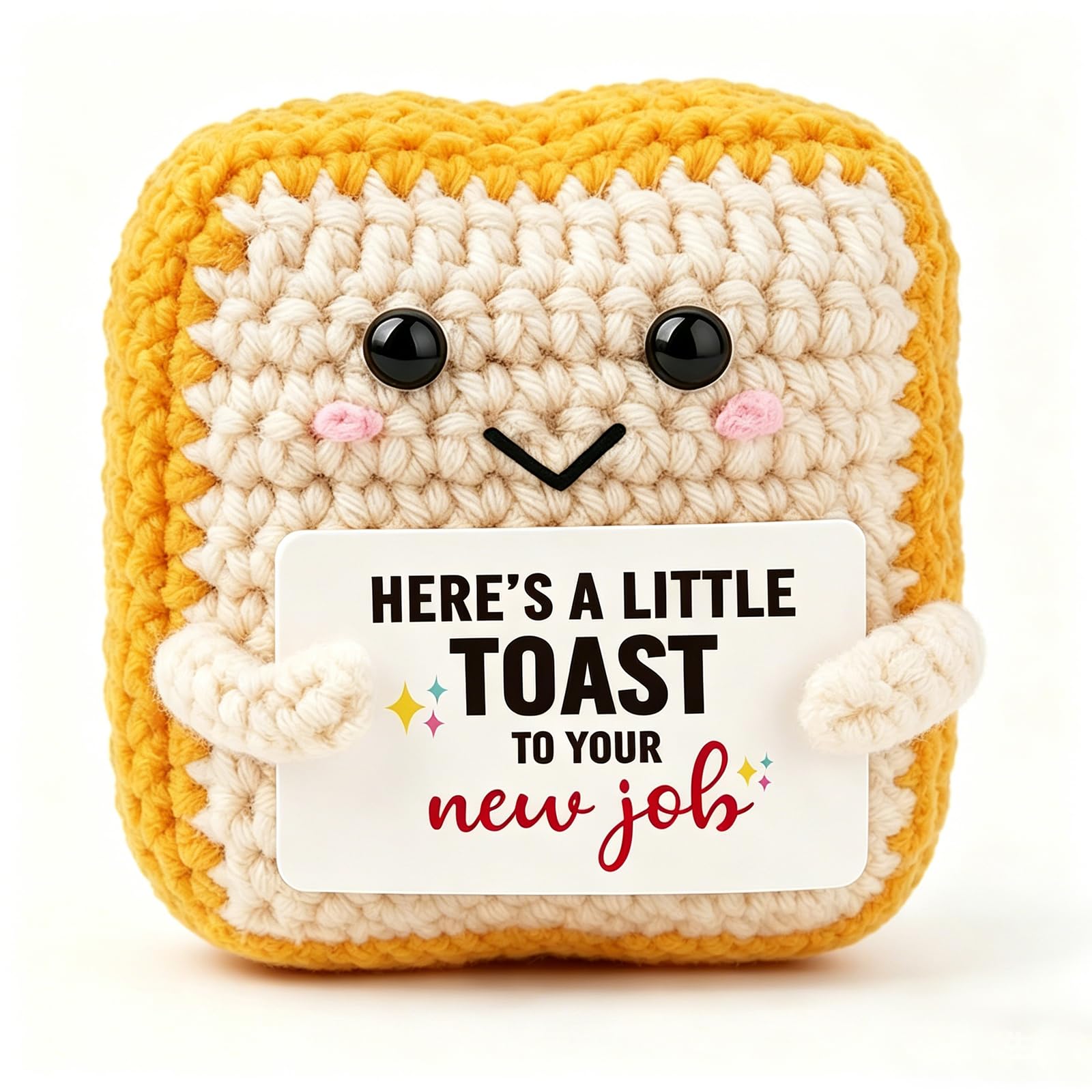 New Job Gifts for Women Men – Mini Handmade Crochet Toast,Congratulations Gifts for Coworker, Friend, Son, Daughter, Employee – Funny Promotion, Career Change or, Leaving Workor Present Decor