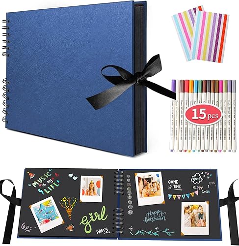Miniatura 14 de EVNEED Álbum de fotos de 11.5 x 8.5 pulgadas, libro de invitados de boda, aniversario, álbum de recortes, álbum de fotos de boda con kit