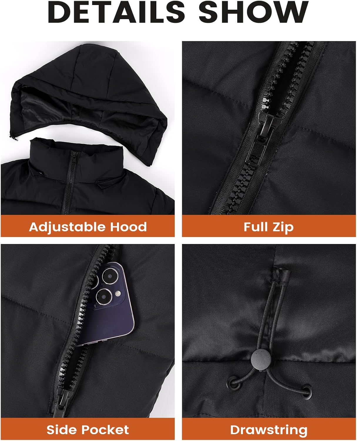 Yimoon Womens Cropped Puffer Jacket Winter Warm Quilted Jacket Short Puffer Coat with Removable Hood - Image 4