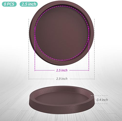 Miniatura 6 de WOGOD Protectores de suelo para patas de silla, pies de goma antideslizantes, posavasos de muebles de 2.5 pulgadas para suelos de madera (8, marrón