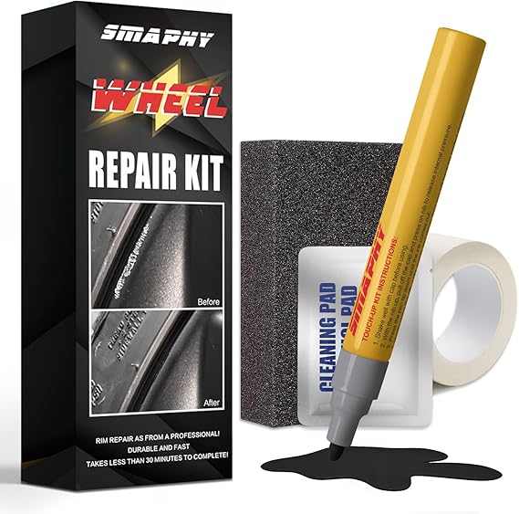 SMAPHY Rim Repair Kit Curb Rash, Gloss Black Rim Touch Up