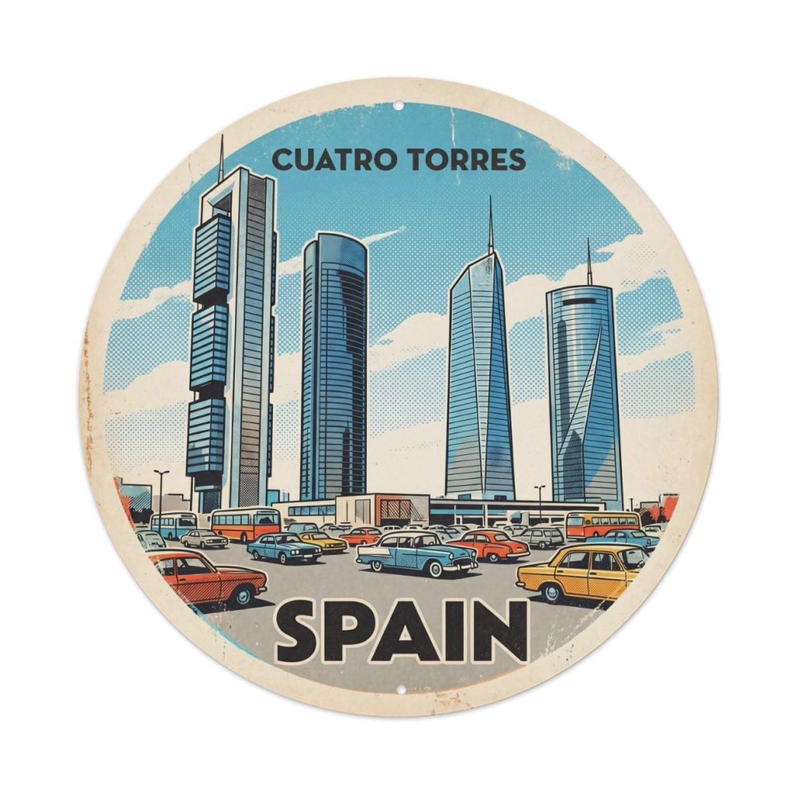 Madrid Cuatro Torres Spain Cultural Travel Metal Tin Sign