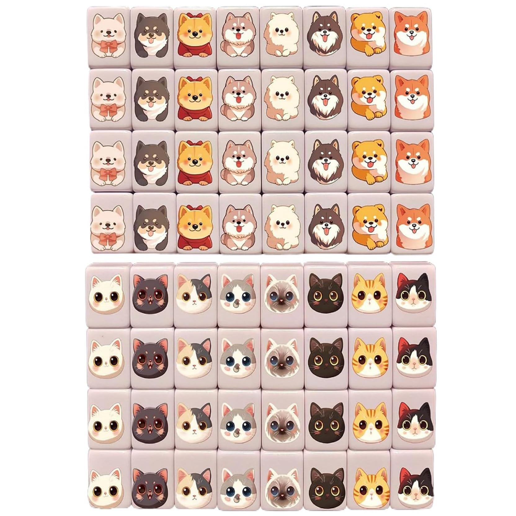 Gemuseeee 65 Pcs Kids Mahjong Set Memory Matching Tile Game with US Flag & Animal Patterns Portable Travel Tiles for Family Game Night Learning Board Games