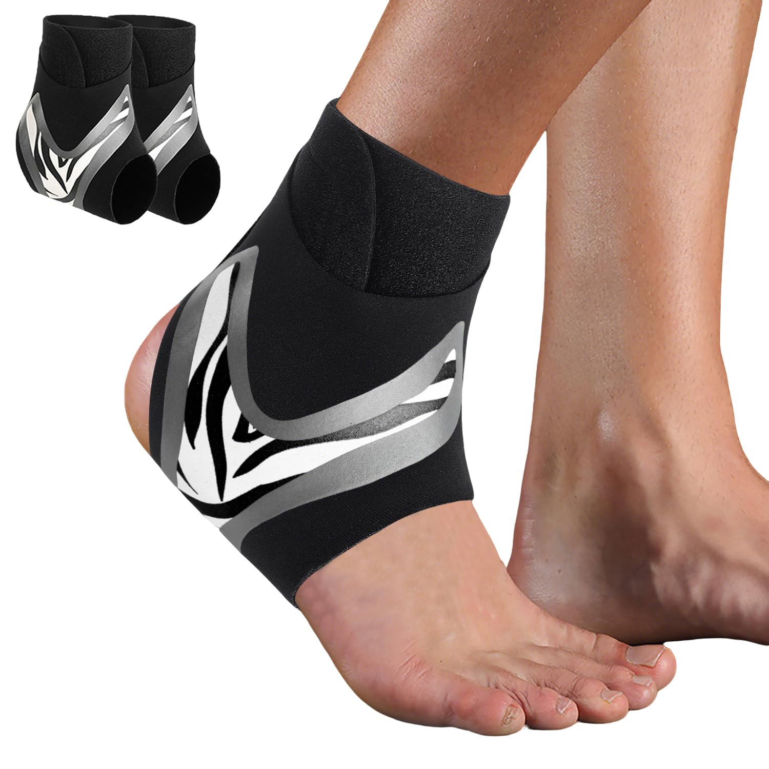 1 Pair Ankle Brace for Sprained Ankle, Thin Ankle Brace & Elastic Supports for Men Women Ankle Compression Sleeve, Plantar Fasciitis Relief Achilles Tendonitis Brace Ankle Stabilizer (Black, Large)