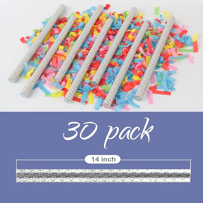 BATTIFE Bastones de Confeti Coloridos 30 Unidades 14 Pulgadas miniatura 5