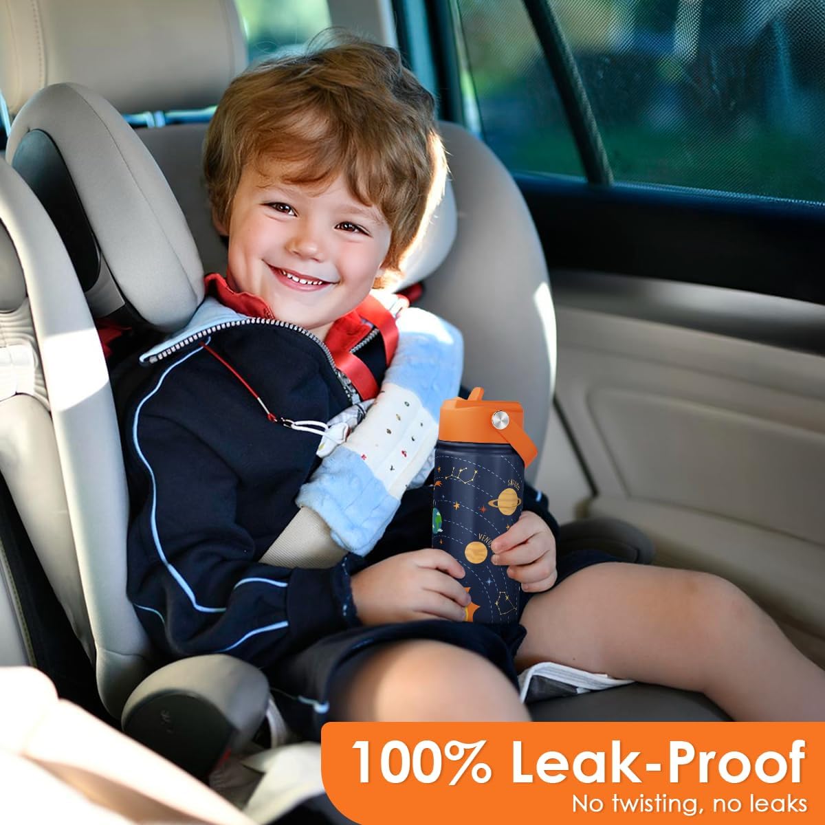 Solar System Kids Water Bottle With Straw Lid 12oz Insulated Stainless Steel, Travel Tumbler, Gifts For Boys, Birthday, Christmas, Back To School - Image 5