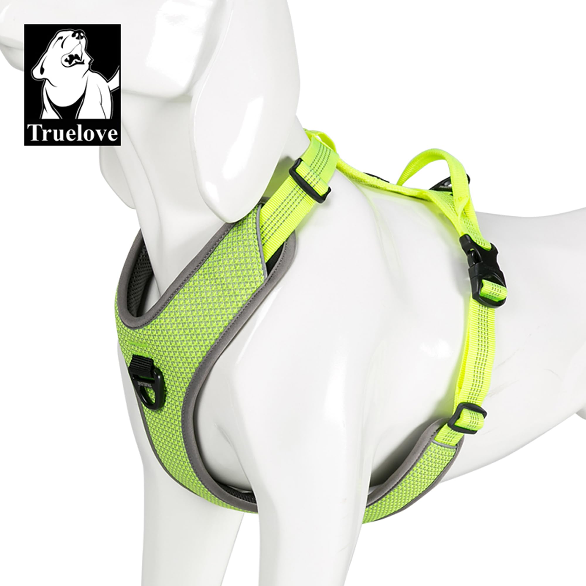 Harnais pour Chien Réglable Réfléchissant sans Traction Gilet Durable pour Animaux de Compagnie Voyage en Voiture Extérieur TLH6071(Vert,L)