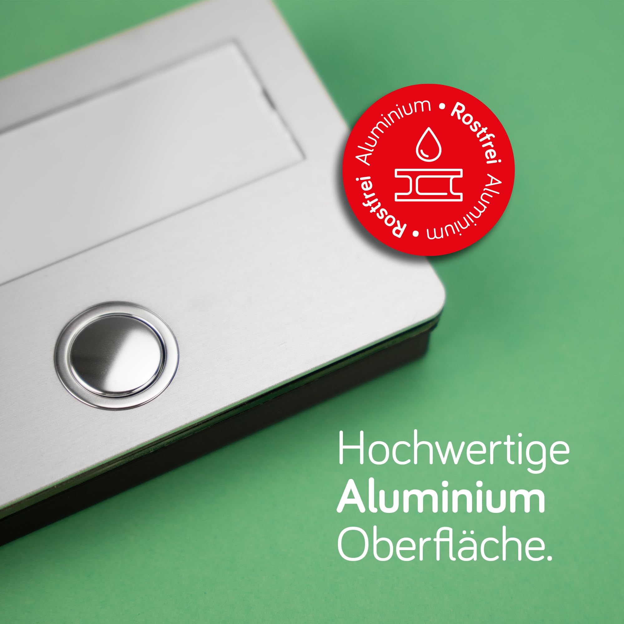 Grothe Pulsador de timbre de puerta con placa para nombre, empotrable, iluminación LED, superficie de aluminio ETA 641 (después del montaje, no se pueden ver tornillos, incluye marco de superficie)