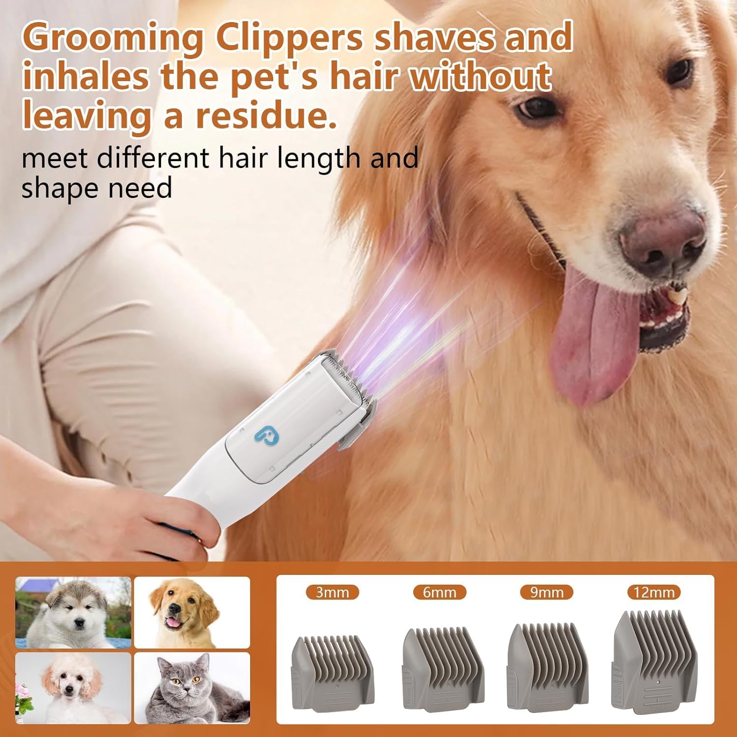 Pet Grooming Vacuum,Pet Grooming Kit & Vacuum Suction 99% Pet Hair,Dog Vacuum for Shedding Grooming,Pet Grooming Vacuum for Dogs&Cats,5 in-1 Pet Grooming Kit,Dog Hair Remover