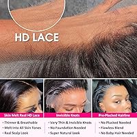 Vista 3 de Pizazz - Peluca frontal de encaje HD 13 x 6 de cabello humano brasileño ondulado, predespuntada con abuelitos, densidad 180%, línea capilar natural