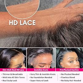 Pizazz 13x6 HD Lace Front Wigs Human hair Pre Plucked 180 Density Brazilian Body Wave Frontal Wigs Human Hair with Baby Hair Natural Hairline Natural Black Color 18 Inch