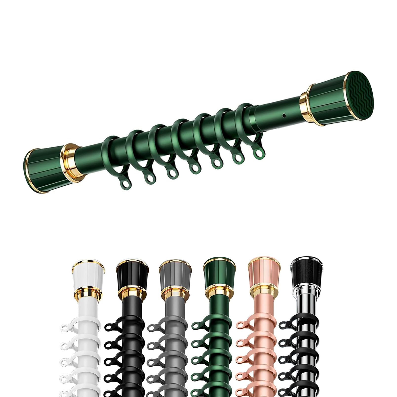 GLDYTVF No Drill Shower Curtain Rod Adjustable 2.63.5m Green Tension Pole Perfect for Bathroom or Room Divider Easy Installation Sturdy & Stylish Design
