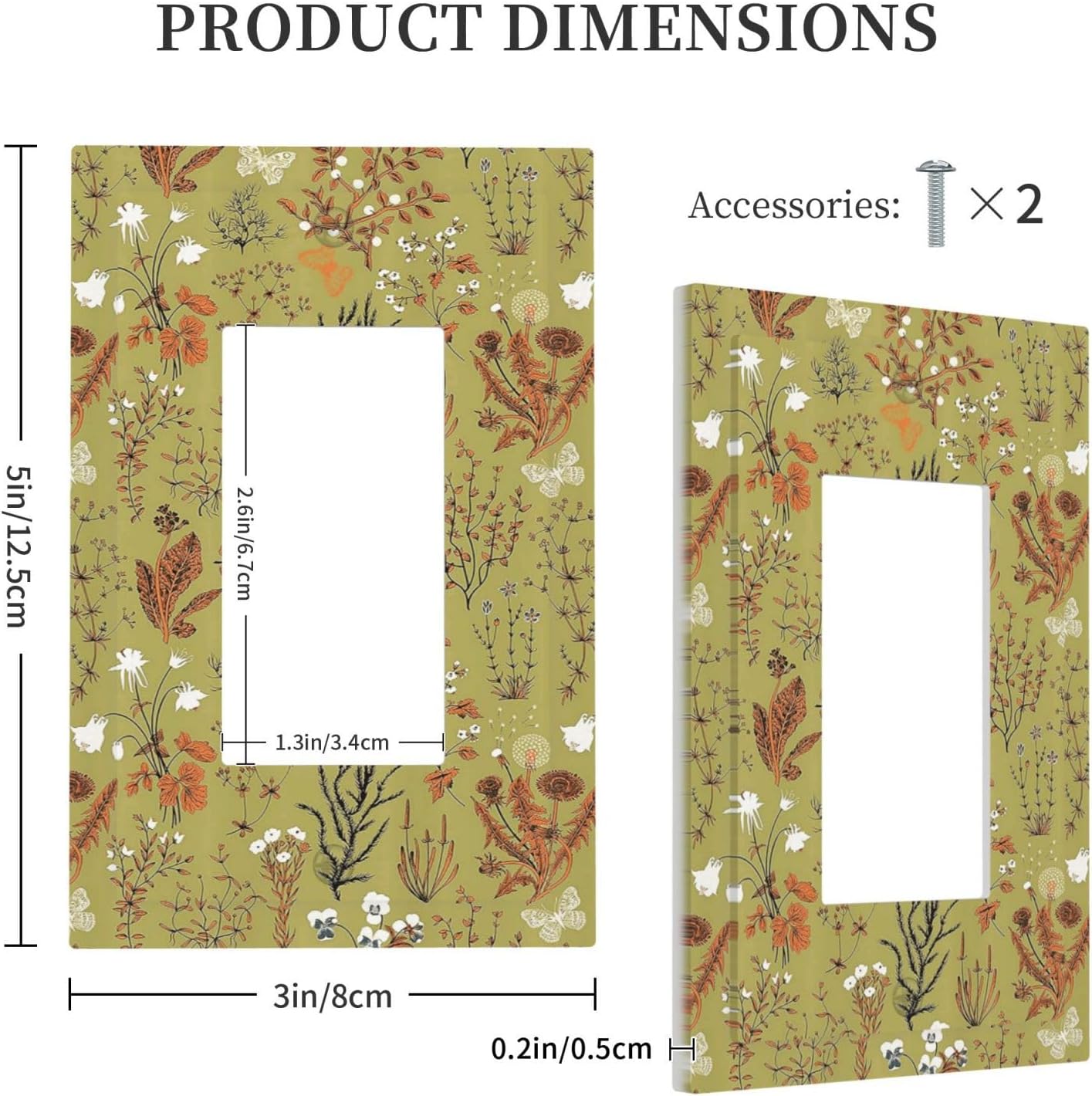 Floral Vintage Garden Plants Herbs 1 Gang Light Switch Covers Flowers Botanical Decorative Wall Plate Single Rocker GFCI Switchplate Electrical Faceplate for Home Decor image 5