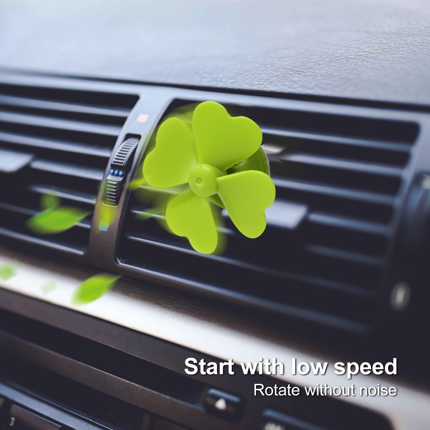 Car Essential Oil Diffuser Vent Clip Locket, Upgraded Aromatherapy Air Purifier Freshener with 5 Refill Pads, Lucky Clover,Green