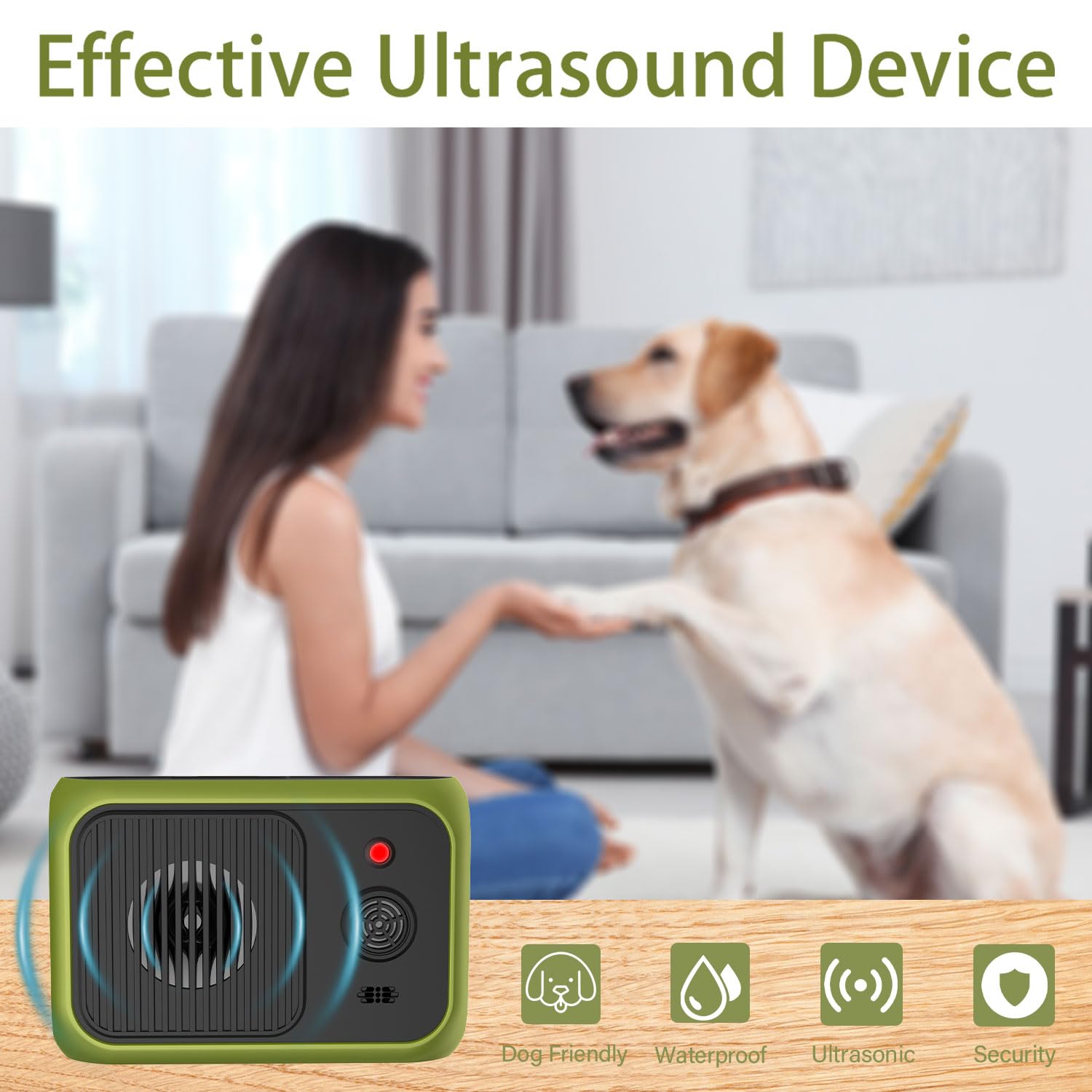 Ahuyentador de Perros Potente, 2 Frecuencias Ajustables Dispositivo Antiladridos para Perros, Impermeable - Antiladridos para Perros Ultrasonidos Recargable/Interiores/Exteriores - 5