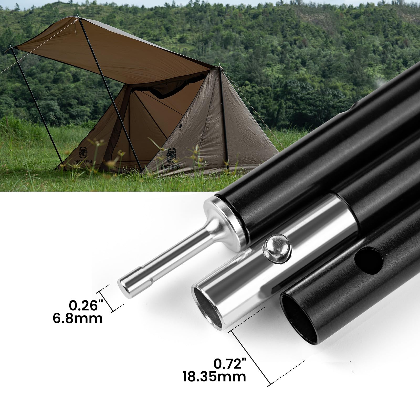 OneTigris Zeltstangen, Set mit 2 verstellbaren Teleskop-Planenstangen, Aluminium-Ersatzstangen für Zelt, Planen, Vordach, Markise, Unterstand, robuste Campingstangen aus Aluminiumlegierung