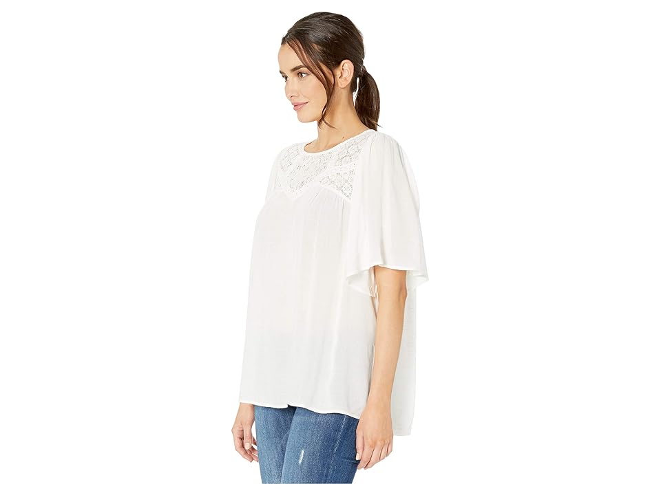 

Vintage America Solid Short Sleeve Top (Cream) Women's Clothing, Beige