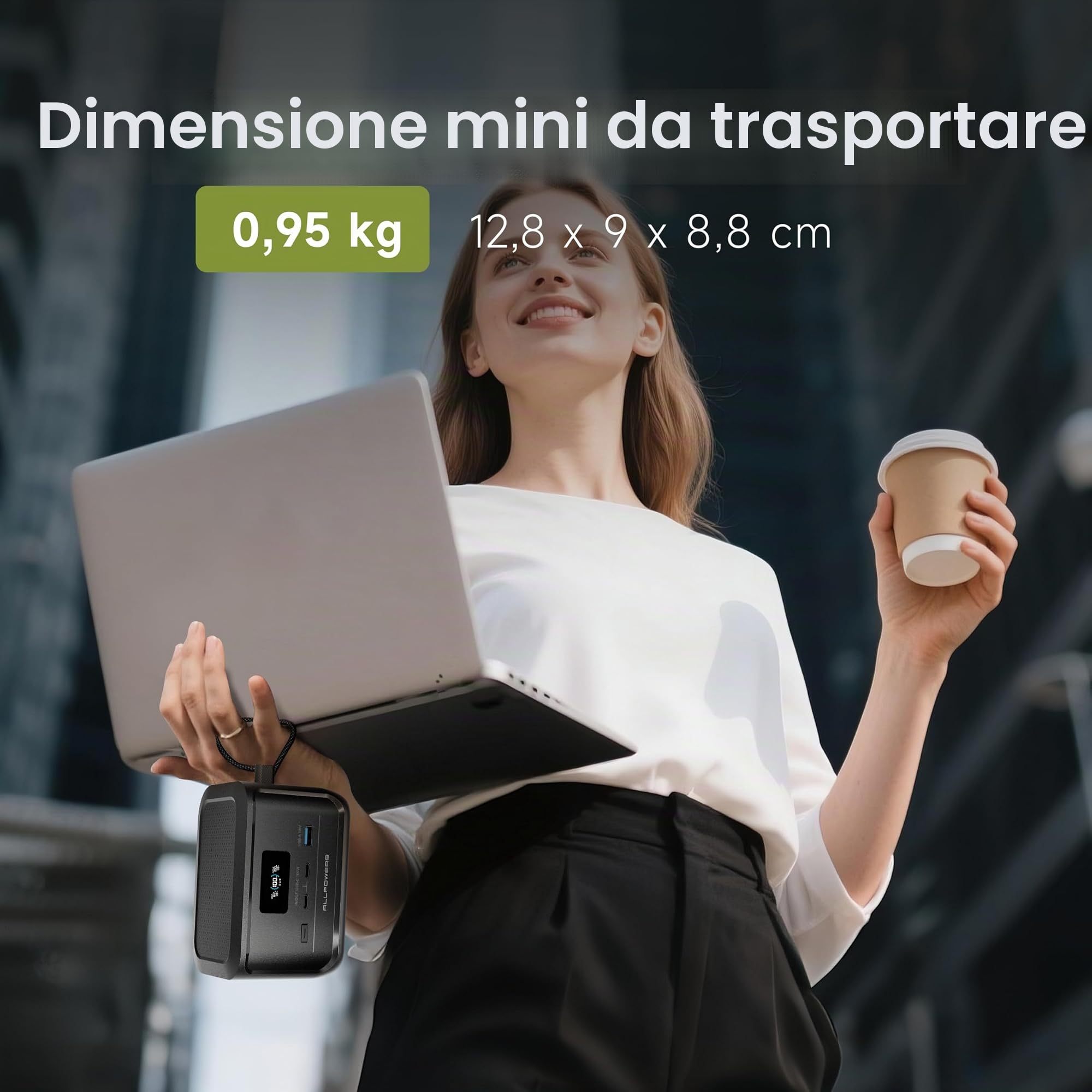 ALLPOWERS PB100 Powerbank con SP001 21 W Pannello solare pieghevole, batteria esterna da 24000 mAh con uscita USB-C da 100 W, caricatore portatile con display digitale, luce LED, batteria di ricarica