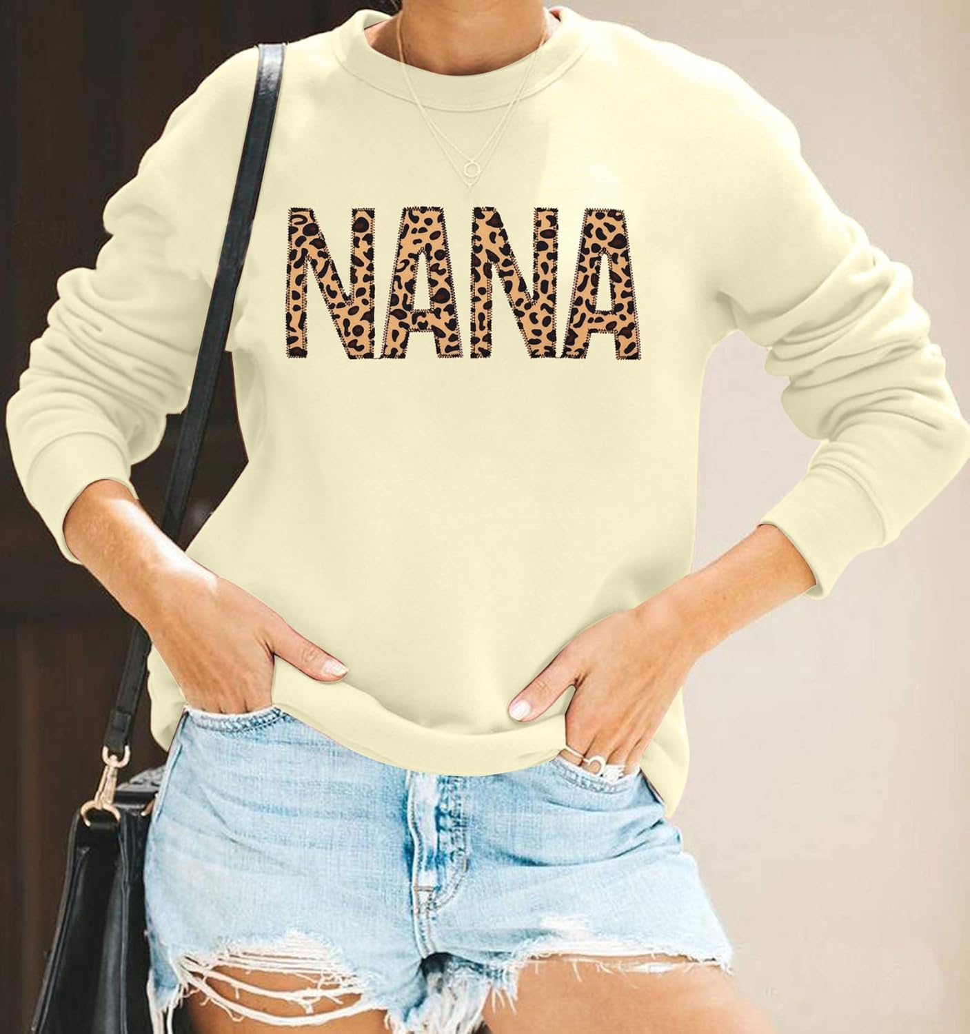 EGELEXY Leopard Mimi Sweatshirt Women Funny Letter Print Grandma Gift Pullover Top Casual Long Sleeve Shirts Tee - Image 2