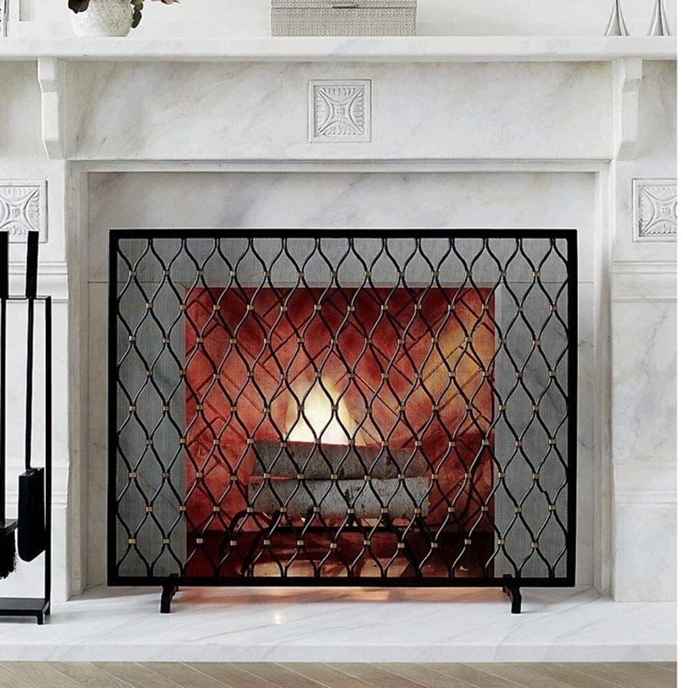 Pannello parascintille, Pannello parascintille in Ferro, barriera antiscintilla con Design Intagliato, Protezione del caminetto di Sicurezza in Rete Metallica per Legno,