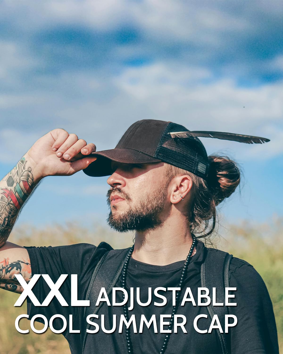Zylioo XXL czapka typu trucker oversize, regulowana czapka z siateczką, miękka czapka do biegania dla dużych głów