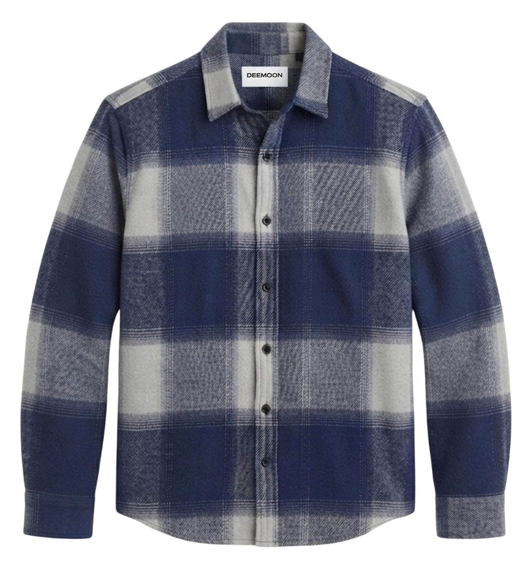 DEEMOON Men's Premium Cotton Flannel Checkered Shirt | Full Sleeve Plaid Casual Button-Down | Regular Fit | Winter & Autumn Wear | Size - 3XL | Color - Navy Blue