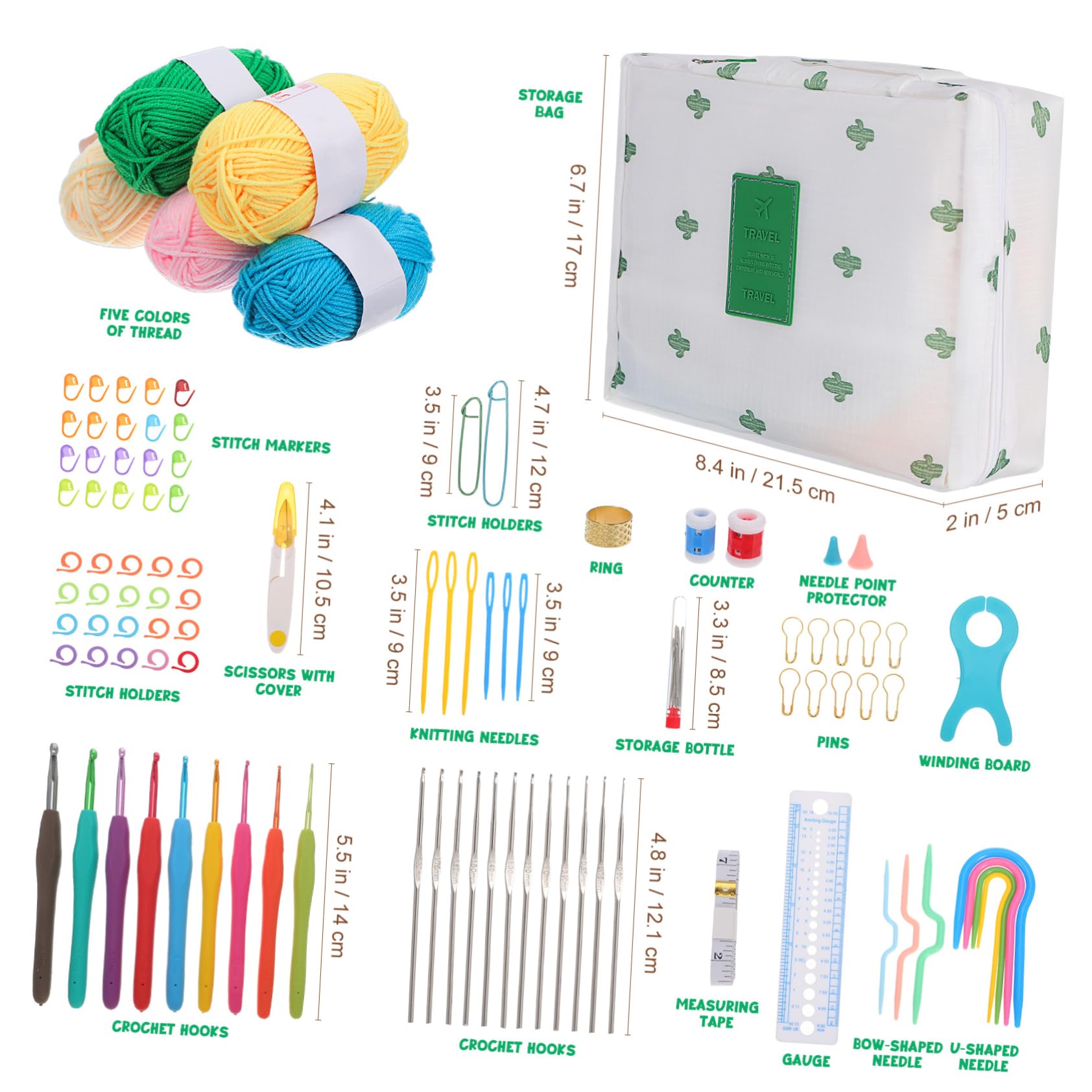 DIYEAH Conjunto de Crochet para Principiantes Kit Hilos de Crochet y Bolsa de Transporte para Manualidades y Proyectos