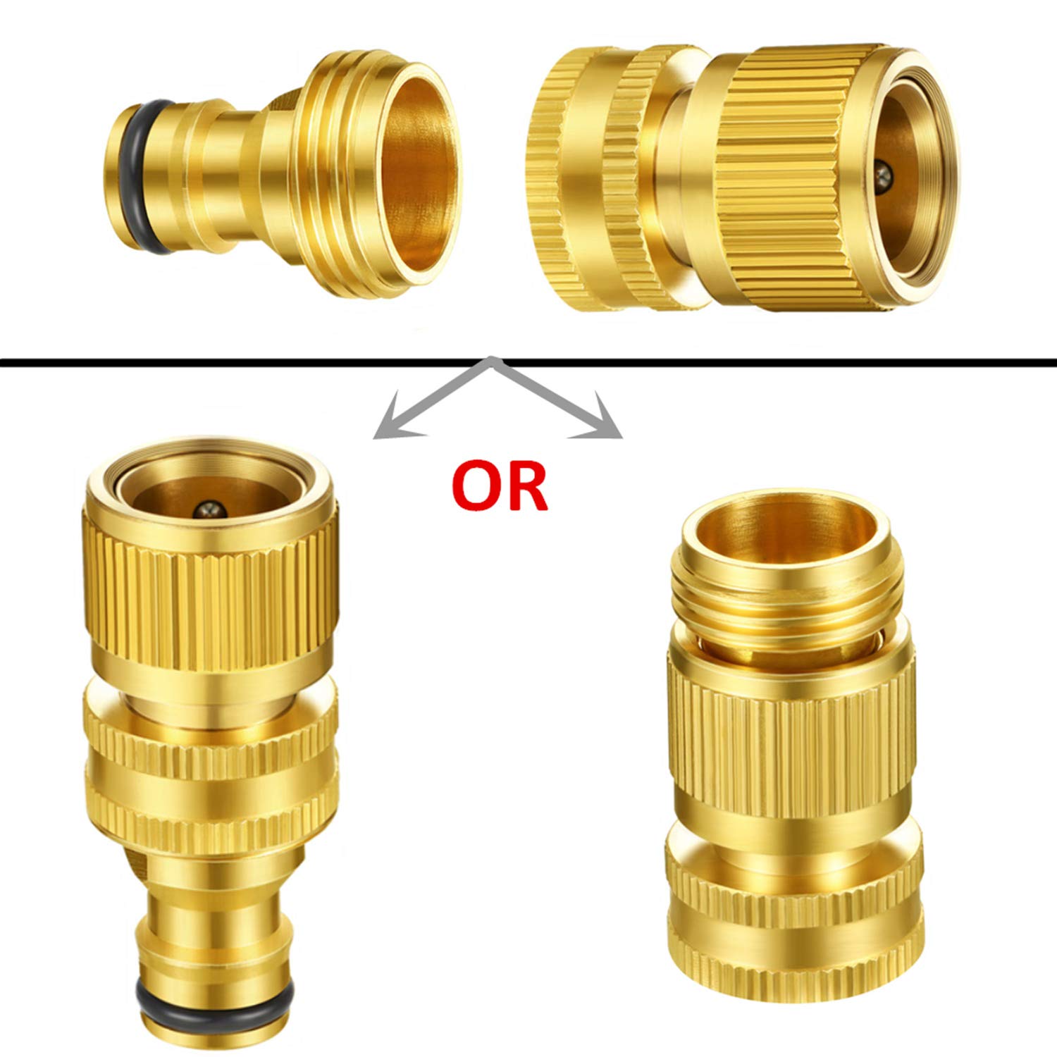 CT 3pc Garden Hose Quick Connect 3/4 Inch Solid Brass Quick Connect