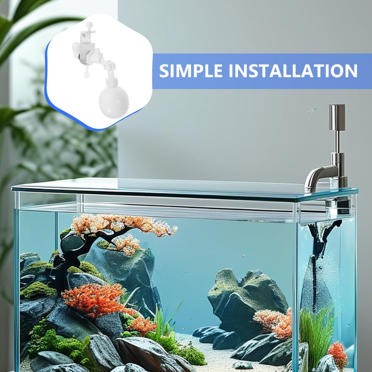 Mikikit Adjustable Float Valve Auto Water Level Controller Fish Tank Water Replenisher with Easy Installation for Aquarium Auto Top off System